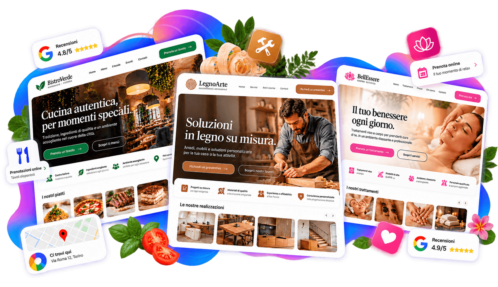 Esempi di presentazione online di attività commerciali e professionali