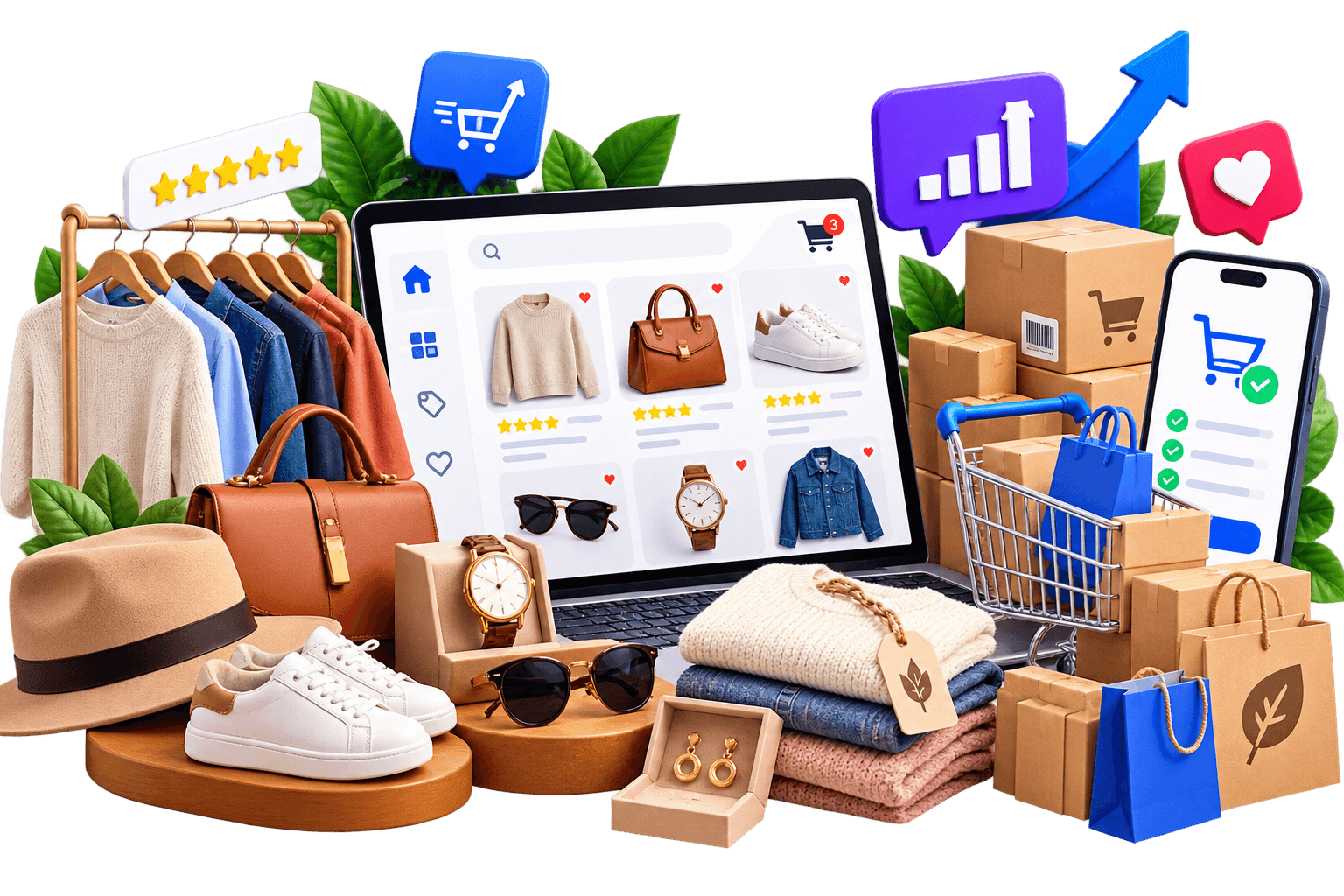Negozio online con abbigliamento, accessori e prodotti handmade