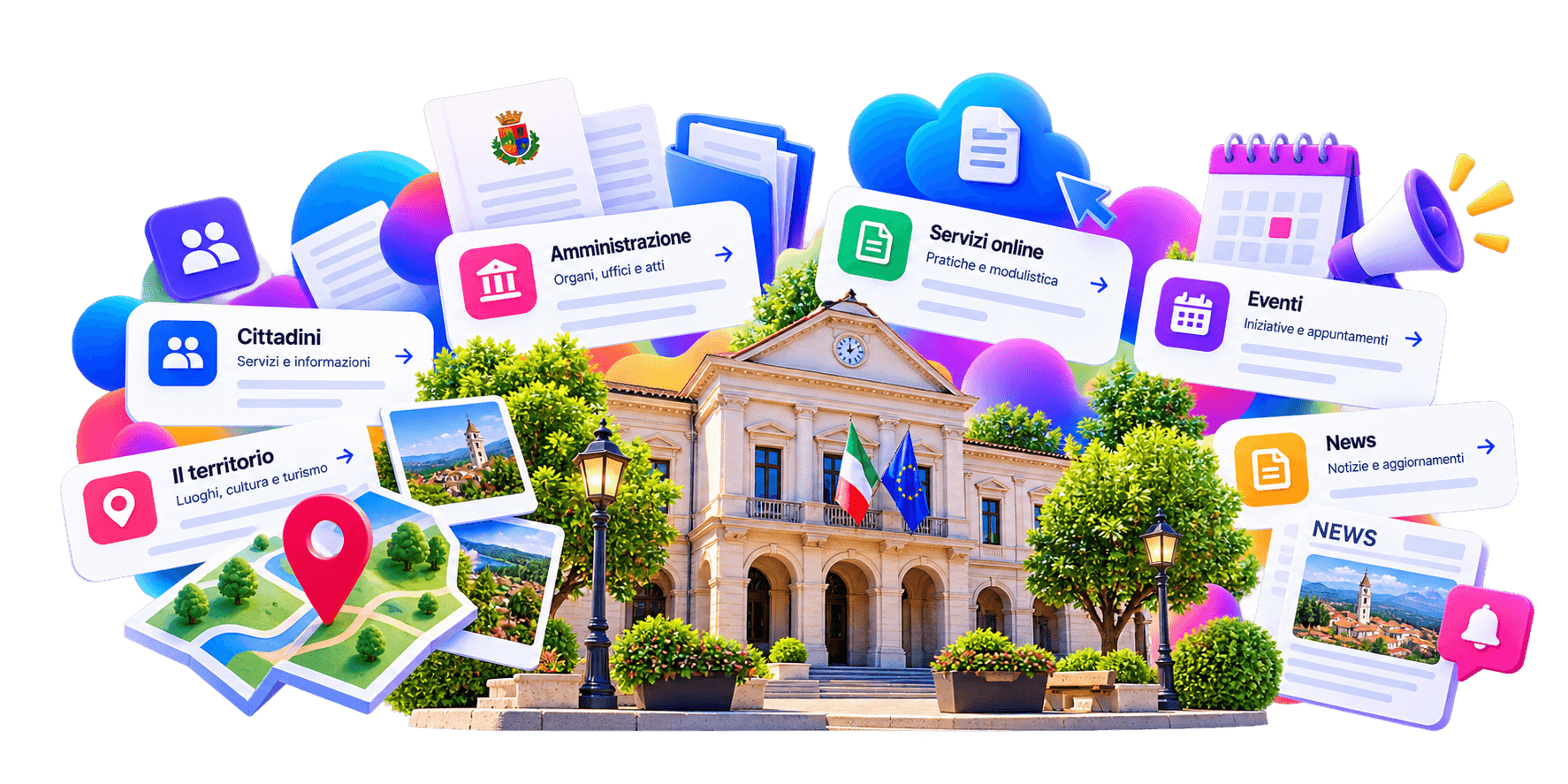 Portale istituzionale comunale con servizi online, notizie, eventi e informazioni per i cittadini