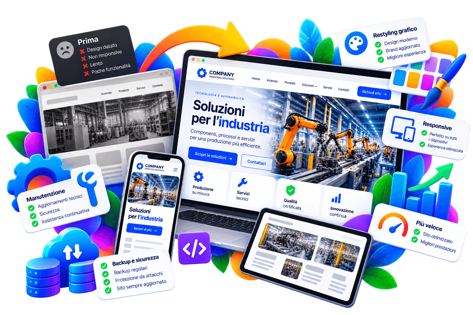 Restyling di un sito industriale con interfaccia moderna